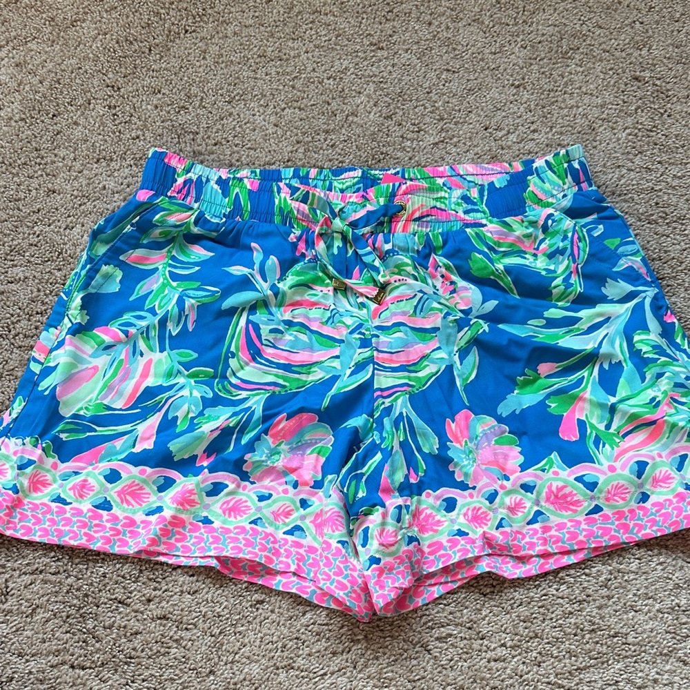 Lilly Pulitzer Blue and Pink Floral High Waist Shorts-NWT